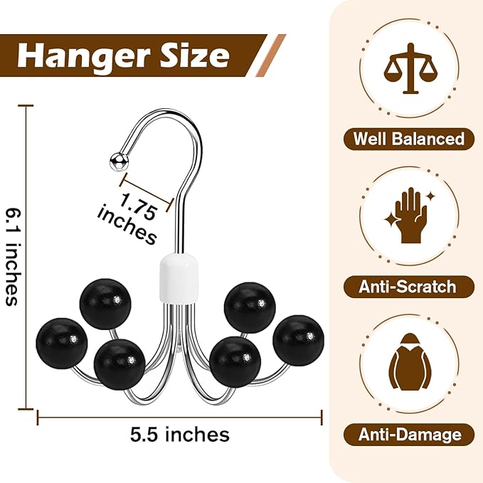 Hoodie Organizers 2-Pack, 6 Balls 360°Swivel Hoodie Hangers for Closet