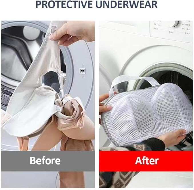 Bra Wash Bag Set of 2, Mesh Laundry Washing Bags with Premium Zipper for Bra, Foldable Mesh Lingerie Underware Wash Bags Protector for Washing Machine