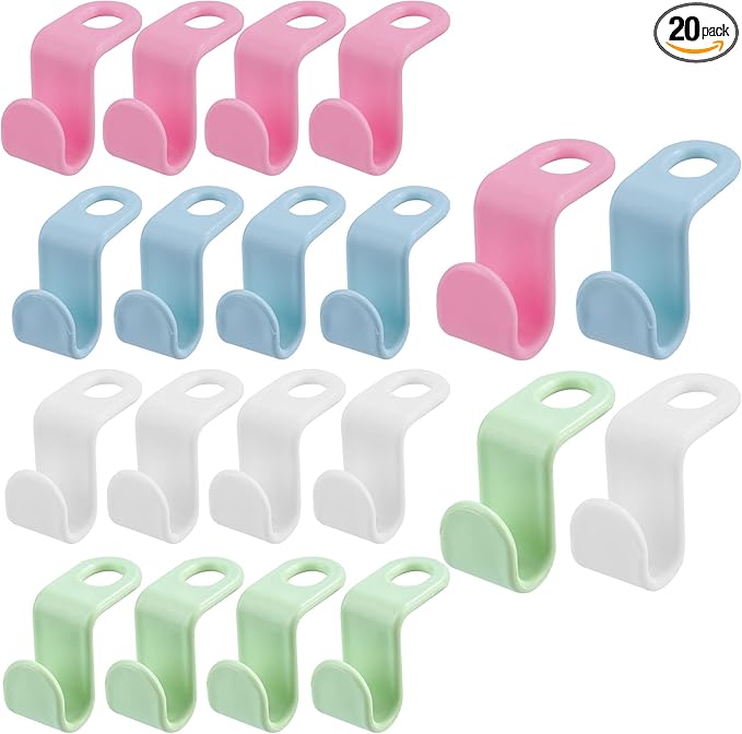 Clothes Hanger Connector Hooks Plastic Cascading Hangers Saving Organizer Hanger Hooks for Heavy Duty Clothes Closet(20 Pieces)