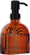 Glass Soap Dispenser for Kitchen and Bathroom Contertop Wash Hand Liquid, Dish Detergent, Farmhouse Style Shampoo Lotion Pump (1, Brown Glass with Black, 4" x 2"x 6-5/8")