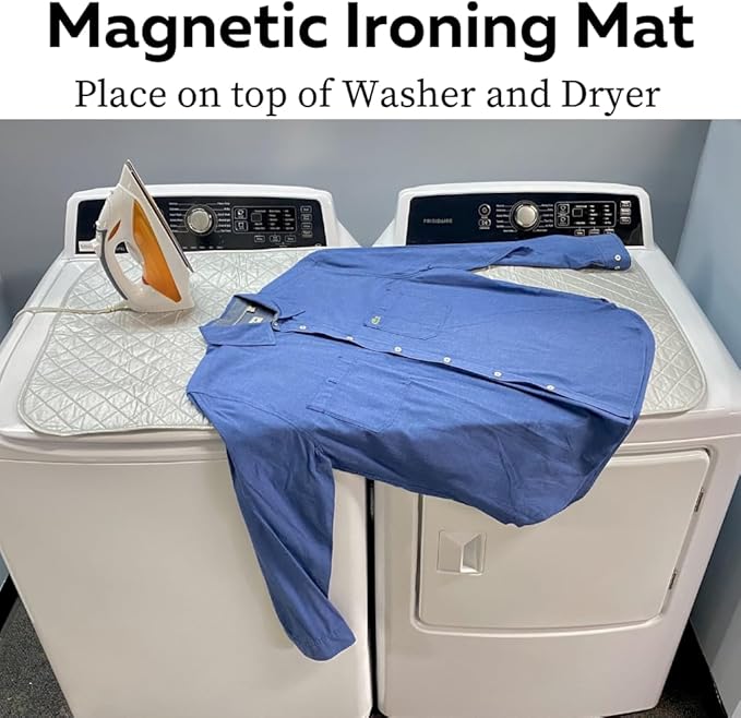 Evelots Ironing Mat Pad for Top of Washer, Dryer, Table - Portable Iron Board Replacement - 8 Strong Magnets - Heat Resistant - Extra Long 48 Inches