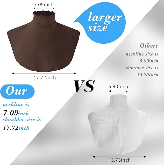 Turtleneck Dickey Extra Large Fake Collar Detachable Dickey Collar Half Mock Turtleneck for Men Women
