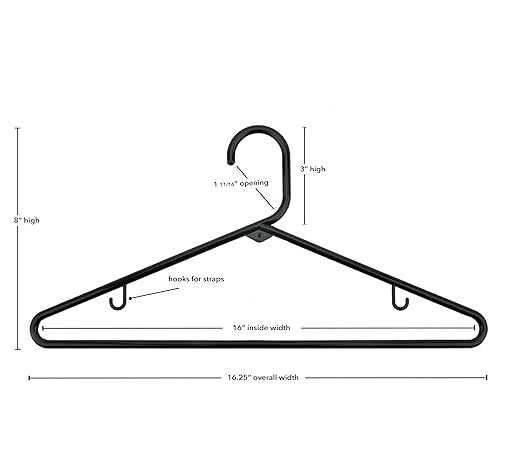 NAHANCO Plastic Tubular Hangers - 16 1/4" Black (Pack of 144)