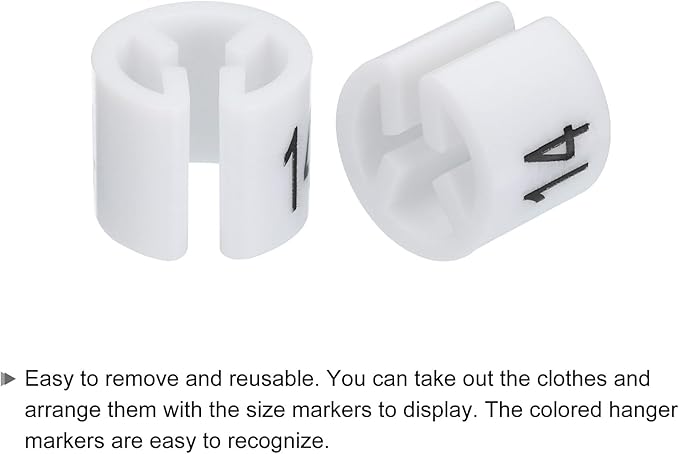 MECCANIXITY Clothes Hanger Marker Colored Hanger Sizer Garment Markers Tag (Number 14, White) for Garment Clothing Color Coding, Pack of 150 Pcs