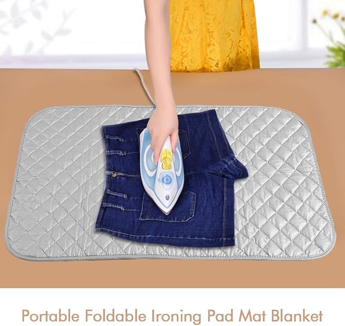 Ironing Pad, 33x19in Portable Foldable Thickened Ironing Pad, Heat Resistant Travel Ironing Mat Blanket for Dryer Countertop and Travelling