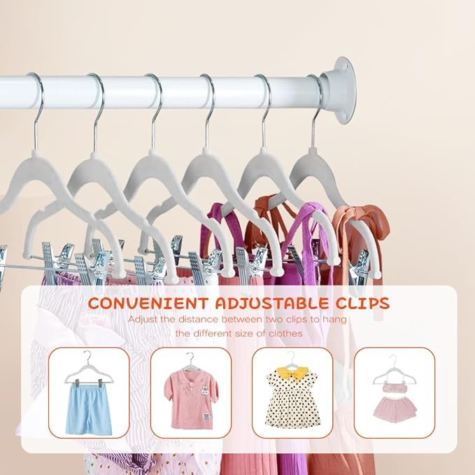 Stormix Baby Hangers - 14 Pack Non-Slip Heavy-Duty Kids Hangers for Shirts, Pants, Skirts, Dresses, Jackets, Coat (White)