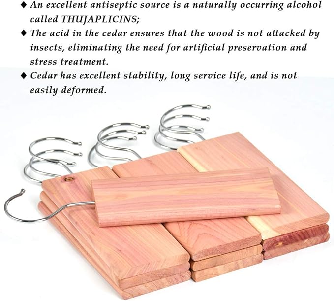 20 Pcs Cedar Blocks for Closet Storage, Aromatic Red Cedar Planks Chips for Closets and Drawers C edars Wood Hangers