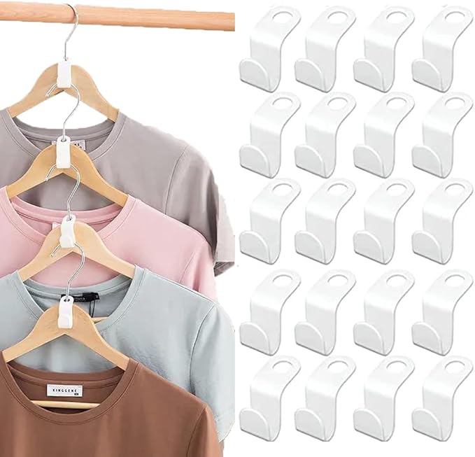 Clothes Hanger Connector Hooks, 80PCS Sturdy Mini Cascading Hanger Hooks, Thickened 20lbs Space Saving Closet Hanger Organizer, Hanger Extender Clips, Hanger Connection Hooks for Closet（White）