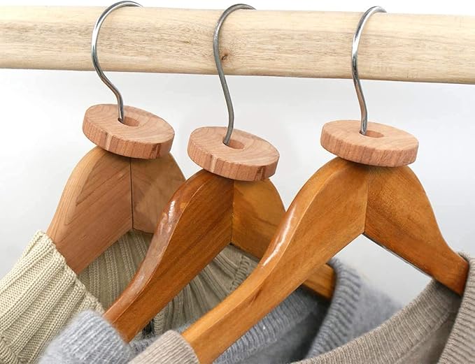 Cedar Fresh Red Cedar Wood Rings for Hangers | Set of 24 Brown