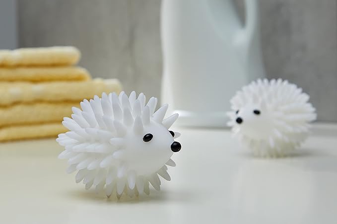 Kikkerland Hedgehog Reusable Dryer Balls, Set of 2, White