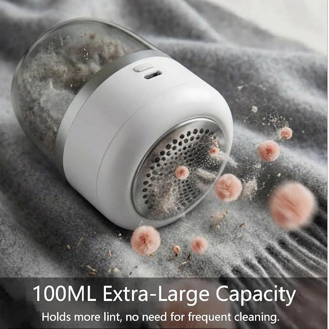 Electric Fabric Shaver – USB Rechargeable Lint Remover with 6 Blades, Safe for All Fabrics, Clothes, Sweater, Sofa & Furniture – Portable Pilling Remover for Home & Travel (White)