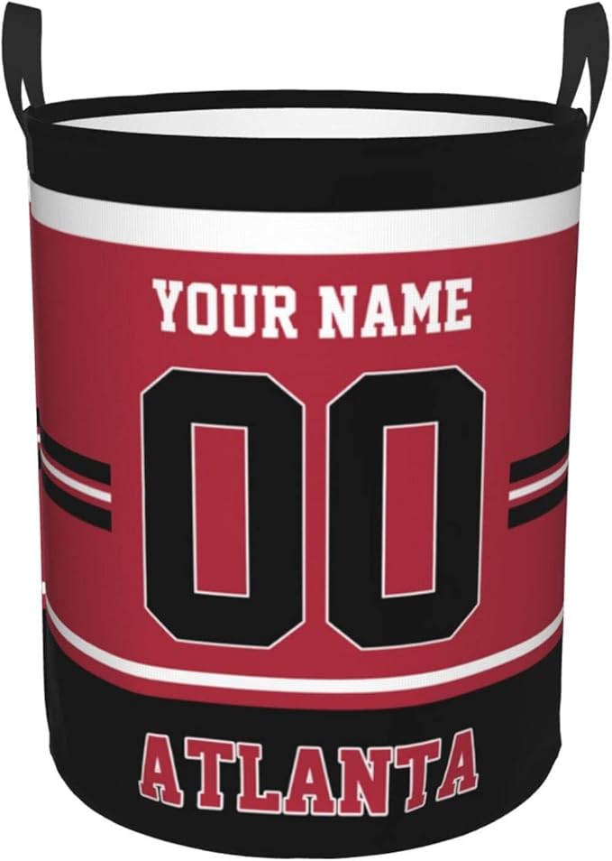 Custom Atlanta Laundry Hamper Personalized Laundry Basket Customized Name And Number Collapsible Storage Basket for Bedroom Bathroom Living Room Gifts