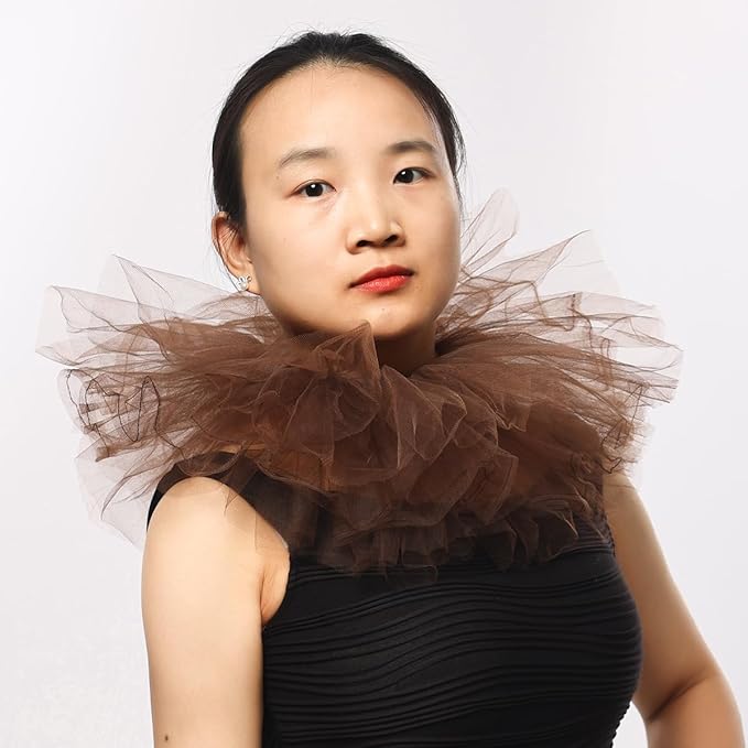 BLESSUME Victorian Retro Mesh Neck Ruff Ruffle Collar Layered Clown Neck Collar