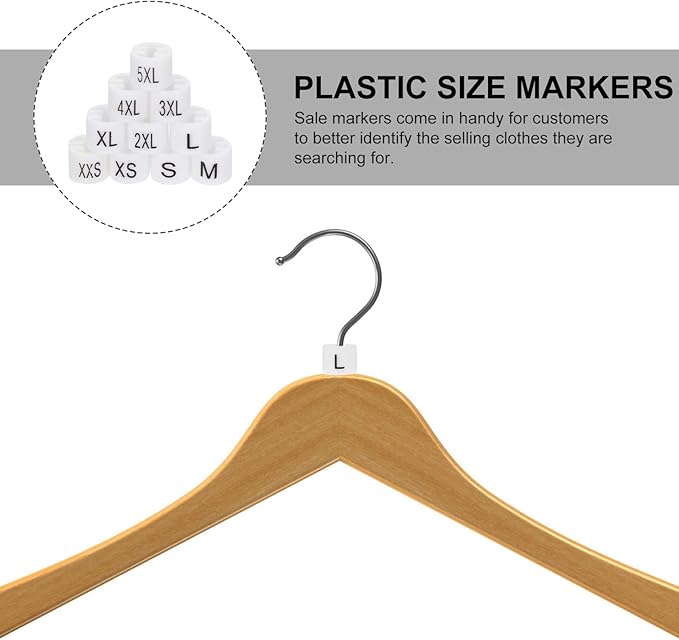Balacoo Clothes Hanger Size Markers, 100Pcs Garment Size Markers Kit for Retail, at Home Hangers, Closet Organization 10 Size White 1X1CM