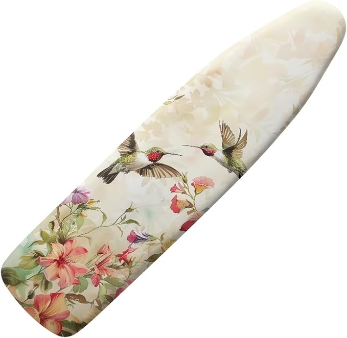 Hummingbird Print Ironing Board Cover and Pad Non Stick Scorch Iron Board Cover with Padding Hook and Loop Design Pressing Cloth for Ironing Boards