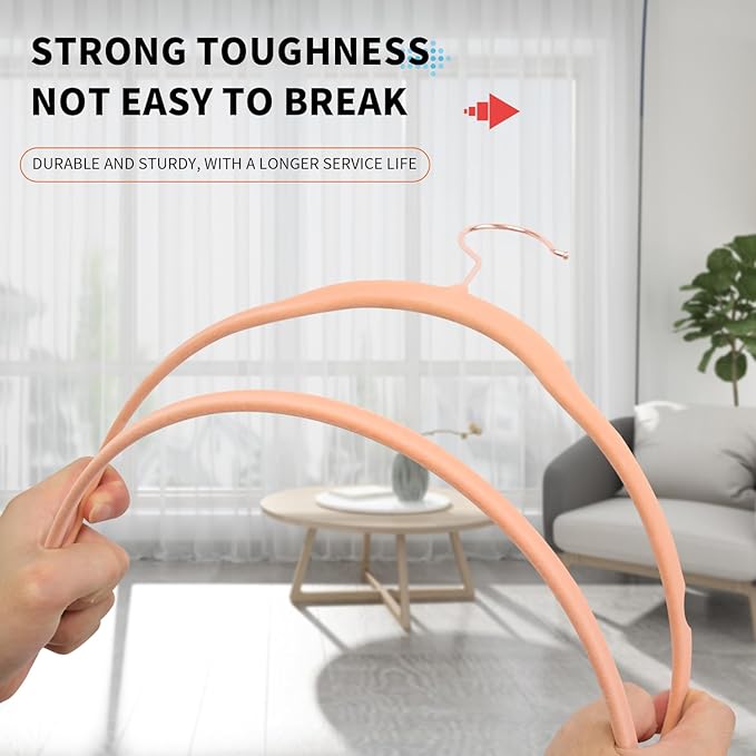 Premium Velvet Clothes Hangers, Heavy Duty Study Black Hangers for Coats, Suit & Dress - Non Slip Clothes Hanger Set (100, Pink/Rose Gold)