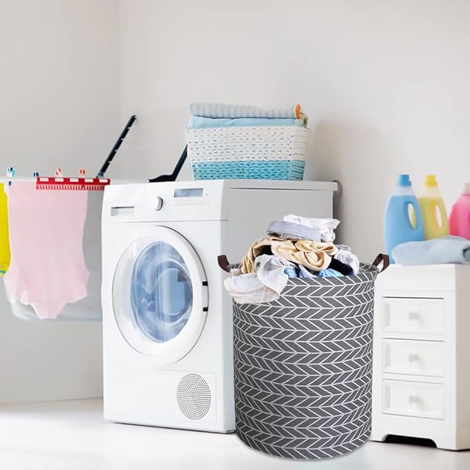 CLOCOR Large Round Storage Baskets,Collapsible Storage Bin, Dirty Laundry Hamper Baskets for Baby Boys and Girls, Office, Bedroom, Toys Nursery Kids Clothes Gift Basket(Arrowhead)