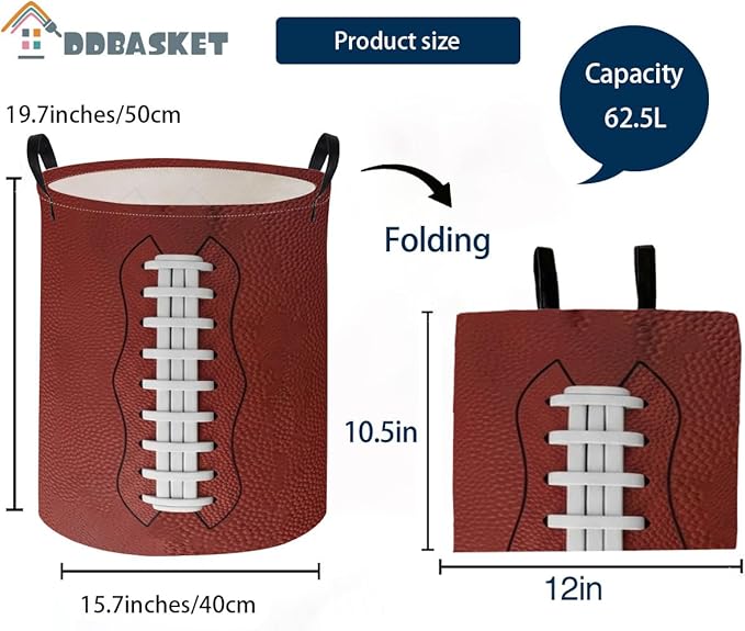 Kids Laundry Basket Football Hamper for Nursery Hamper Cute Kids Storage Bin Room Decor for Home(Football)