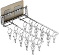 Wall Mounted Sock Clip Stainless Steel Folding Clothes Hanger Rack Space Saving Windproof Drying Rack Balcony Storage