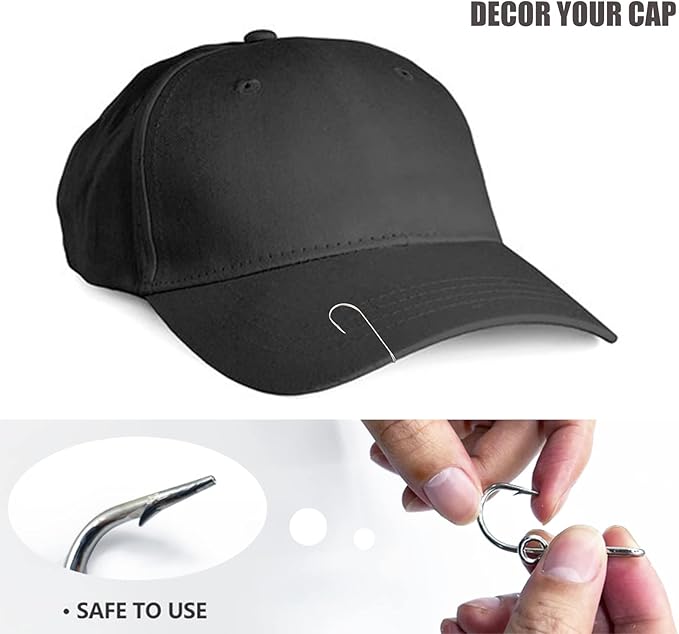5PCS Gold Fish Hook Hats Pins Decal Hooks for Cap Hat Tie Clasp Money Clip