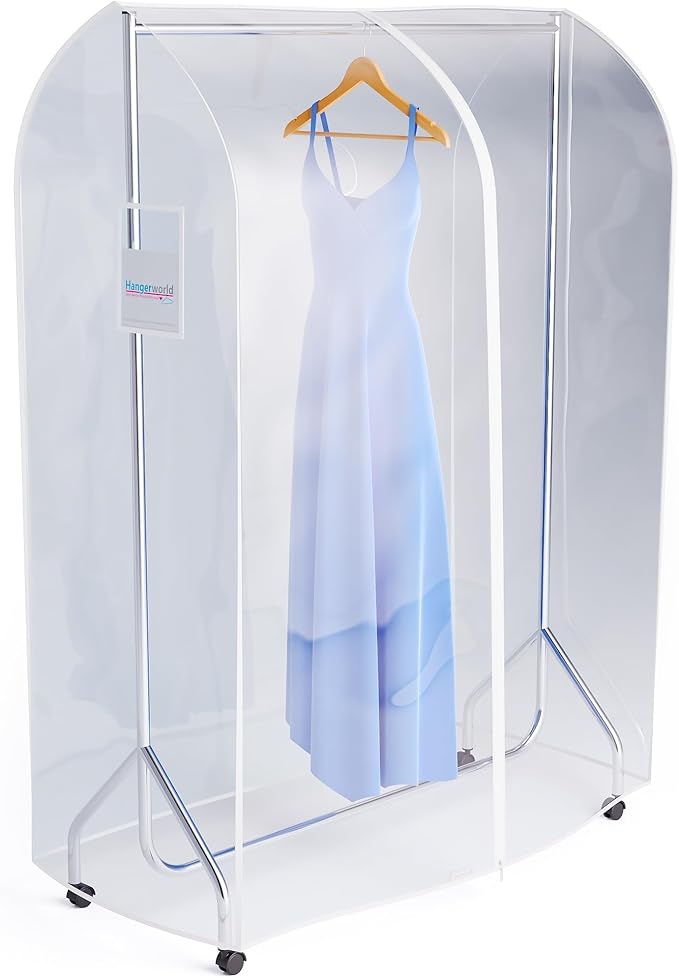HANGERWORLD 4ft Clothes Garment Rack Cover for Open Closet Clear Showerproof COVER ONLY (48"x24"x65")