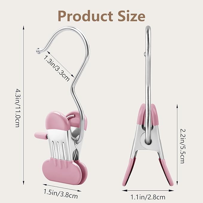 Wider Leggings Hangers for Closet 20 Pack, Metal Pants Hangers with Clips, Non-Slip Skirt Boot Jeans Hanger, Stackable Closet Organizer Space Saving Pink