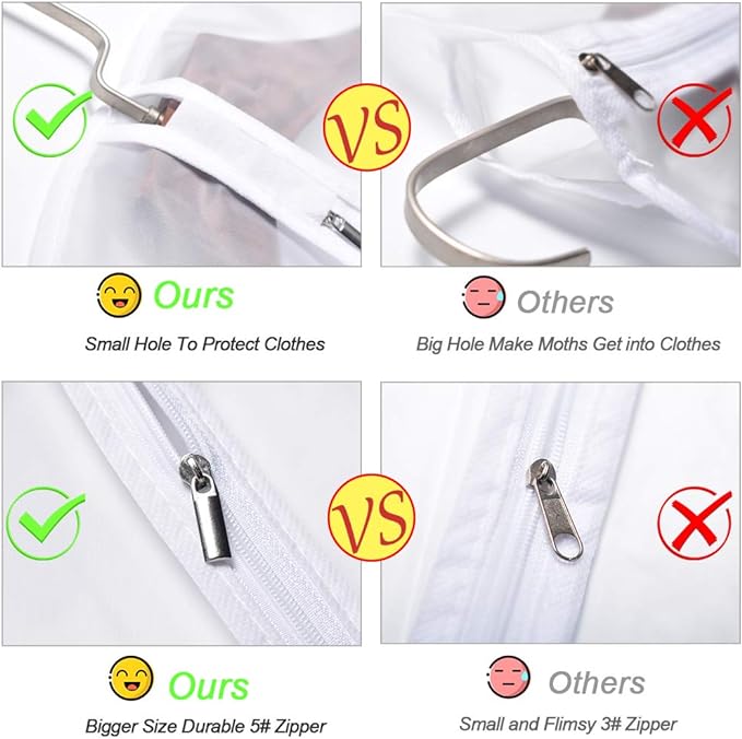 Garment Bags for Hanging Clothes (24''X48'' Set of 12) Suit Bags for Closet Storage Plastic Waterproof Suit Cover Bags with Zipper for Suit, Sweaters, Coat Protector Travel Closet Clothing