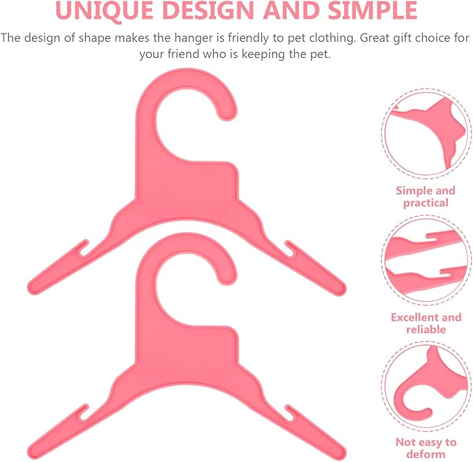 Yardwe Pet Clothes Hangers 10-Pack Plastic Dog and Cat Clothing Rack 7.5 X 3.5 Inch Lightweight Non-Slip Organizer for Small Dog Clothes Puppy Apparel
