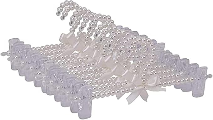 10PCS Pearl Beaded Clothes Rack Large Bowknot Wedding Shop Daily Pants Hangers 2#