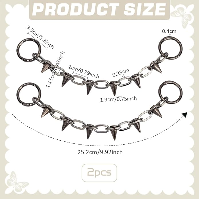 FINGERINSPIRE Shoe Chains Heart Shape Shoe Chain Decoration with Iron Ring Shoe Charms Decoration Alloy Heart Boot Strap Chains for DIY Crafts Shoes Bags Clothes Decoration