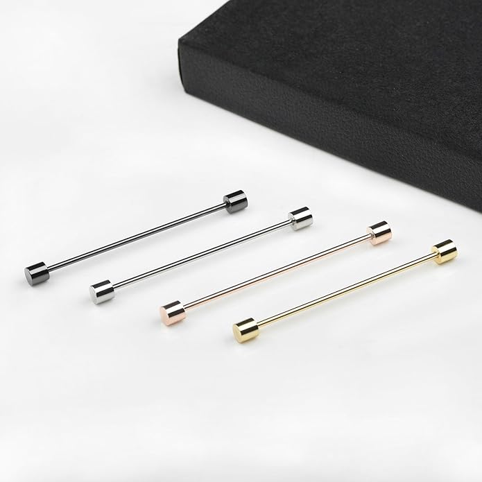 Classic 4-Piece Set Solid Brass Collar Bar for Men Multi-Style Metal Anti-Curl Shirt Collar Stays Tie Pins