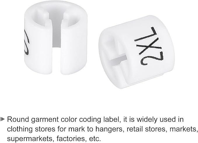 MECCANIXITY Clothes Hanger Marker S/M/L/XL/XXL/3XL Size Tag Fit 3.5mm Rod for Garment Clothing Color Coding, 180 Pcs