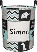Jungle Cute Animal Personalized Laundry Hamper Custom with Name Collapsible Waterproof Storage Basket with Handles for Bedroom Decor Gift.