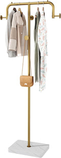 HOMEFORT Coat Rack, Freestanding Metal Coat Racks, Coat Tree Stand with 4 Hooks for Closet, Bedroom, Entryway, Living Room, Gold