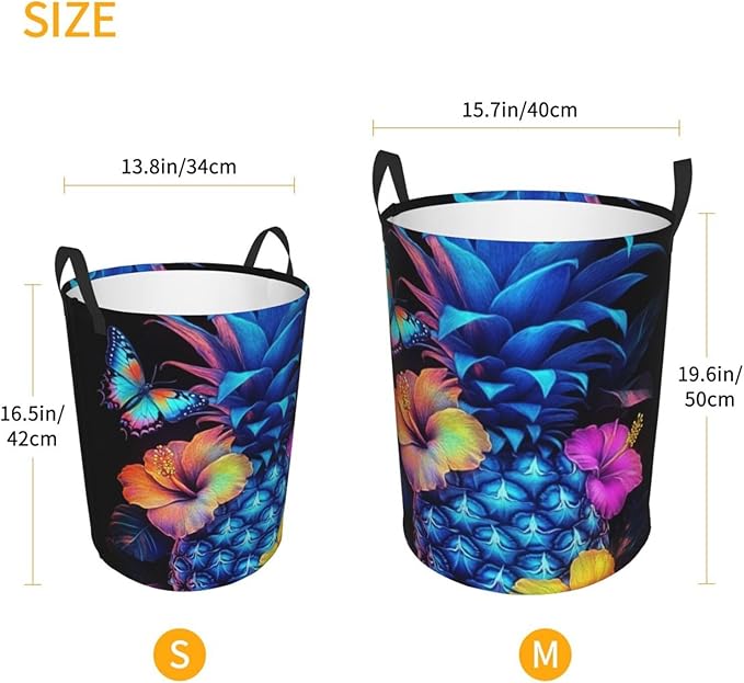 Pineapple Print Laundry Basket For Storage Bins Gift Baskets Bedroom Clothes Hamper