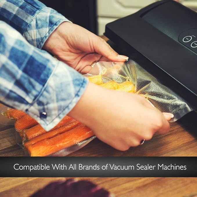 NutriChef Vacuum Sealer Bags 8x50 Rolls 2 pack Compatible with All Brands, Commercial Grade, Heavy Duty, Great for vac storage, Meal Prep or Sous Vide