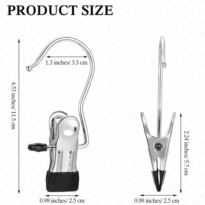 Yinder Boot Hangers Clips Laundry Hooks Hanging Stainless Steel Clothes Pins Portable Clip Hangers for Closet Travel Socks Pants Handbags Hats Towels(Black,350 Pcs)