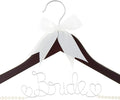 Ella Celebration Bride to Be Wedding Dress Hanger Wooden and Wire, Accented with Pearls and A Bow Bridal Hangers for Brides (Mahogany with Silver Wire and Pearls)