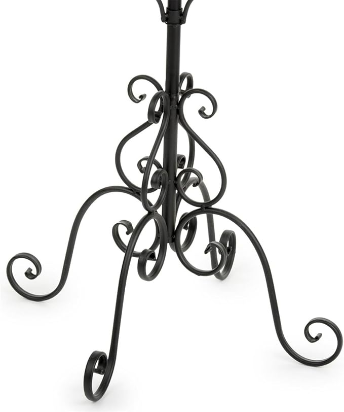 Displays2go Wrought Iron Hat and Coat Rack, Rotates, Total of 31 Hooks, Multi-Tiered, Black, 73" H x 20" W x 20" D