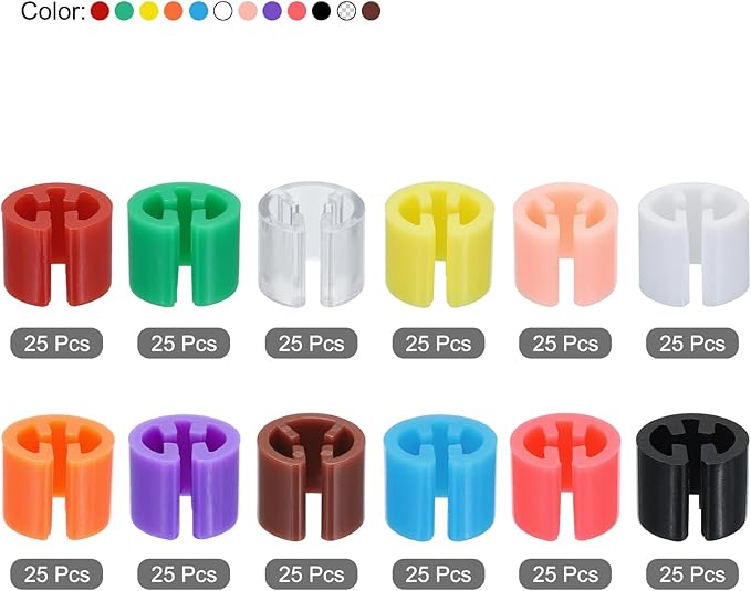 MECCANIXITY Clothes Hanger Markers Blank Tags Fit 3.5mm Rod for Garment Color Coding 12 Color, 300pcs