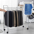 Japard Pants Organizer Rack Trolley with 20 Double Slim Hangers Rolling Trouser Metal Rack Hangers, Space Saving for Closet - 40 Storage Pants Jeans Scarf Silver