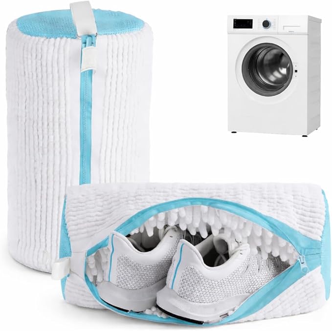 Laundry Shoe Bag – Shoe Washing Machine Bag for Washer and Dryer – Sneaker Laundry Bag for All Shoe Types and Sizes – Durable Mesh – Set of 2 – White – Zipper