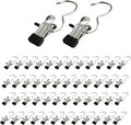 Clothes Pins, 50 Pack Hanger Hooks, Stainless Steel Laundry Clips, Travel Hangers, clothes pins heavy duty outdoor for Closet Hanging, Space Saving hanger Clips for Pants, Jeans, Hats, Boot(50P+Black)