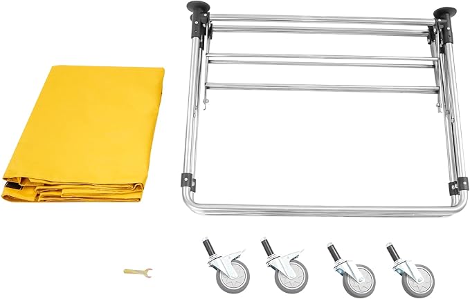 Commercial Laundry Cart with Wheels, 440lbs Folding Laundry Cart, Rolling Laundry Basket with Oxford Cloth Hamper, 34.25 * 20.47 * 30.7in for Home, Dorm, Hotel, and Commercial Use (Yellow)