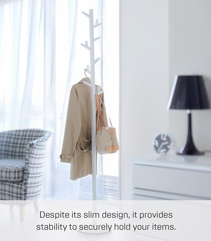 YAMAZAKI Home Branch Coat Rack Tree/Standing Coat And Hat Hanger, 69" - Steel + Abs Plastic