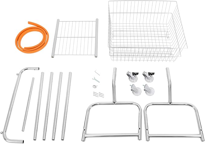 Laundry Cart,Steel Wire Laundry Cart,Laundry Basket With Wheels,Commercial Laundry Basket Cart Heavy Duty with Rod Rack 19.69x15.75x70.87in (D)