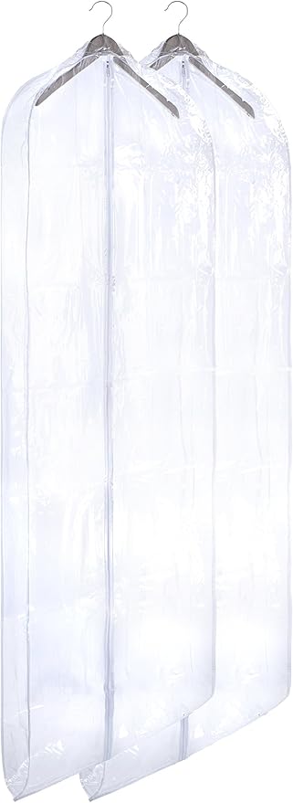 Handy Laundry Clear Vinyl Gown Bag - Protect Your Clothing While Traveling and Dust Free While Hanging in Your Closet. Ideal for Coats, Suits, Dresses or Gowns - Set of 2 (24 X 65 Inches)