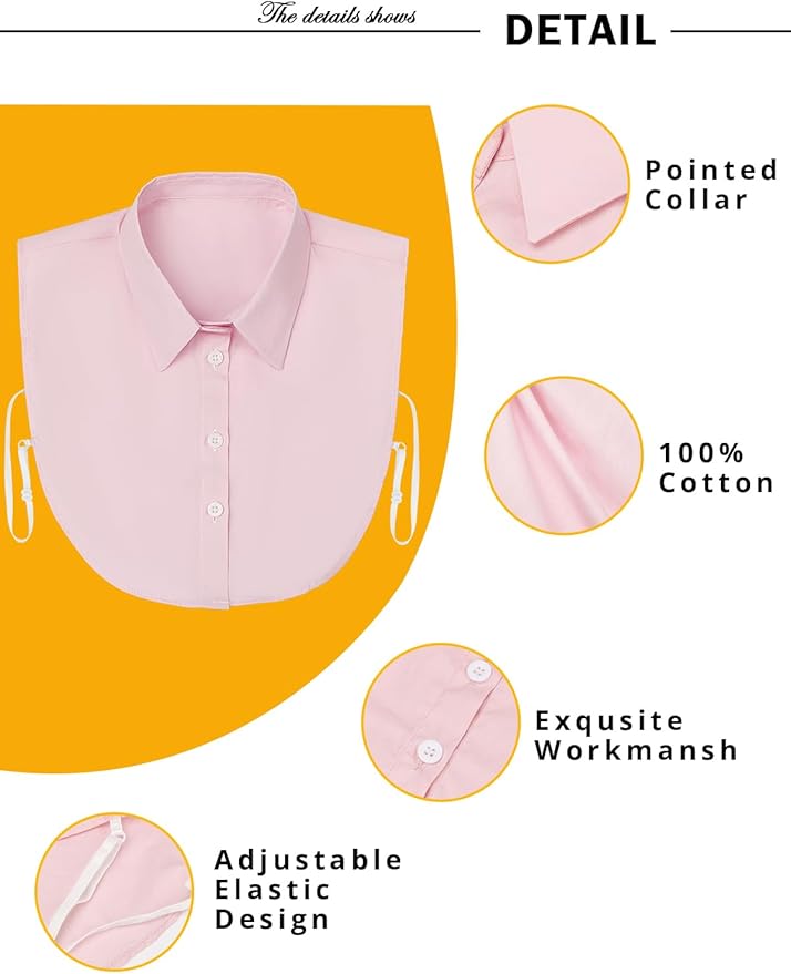 Kalkehay Detachable Dickey Collar Blouse for Women, Fake Half Shirts Faux False Collar for Girls Favors
