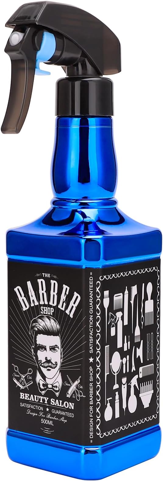 Water Sprayer 500ml/16.9oz Hair Spray Bottle Hairdressing Barber Spray Bottle Whisky Squirt Bottle Mist Salon Hair Tools Home Gardening (Blue)