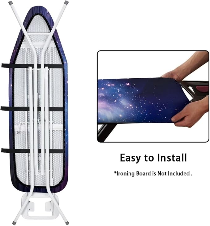 Starry Sky Standard Ironing Board Cover with Elastic Edge & Adjustable Fastener Stain Resistant Easy-Fit Ironing Replacement Cover Fit for 15" x 54" Boards